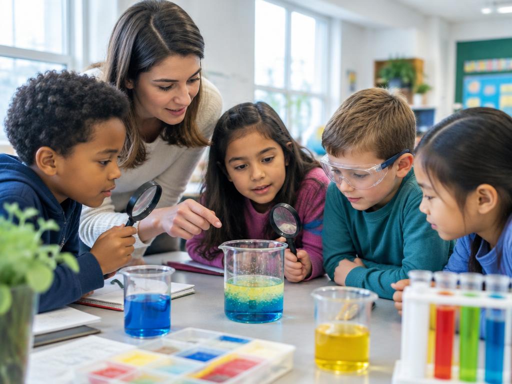 Students exploring science through a hands-on experiment