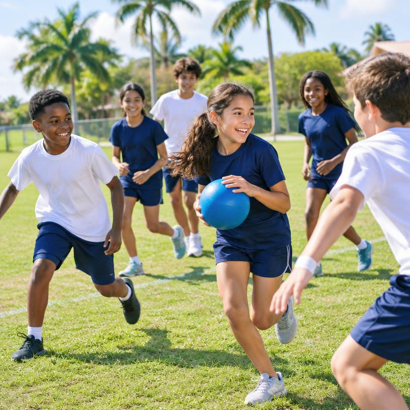 Students enjoying outdoor physical education